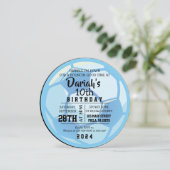 VOETBAL ROUND Blue Birthday Party Invitation Kaart (Staand voorkant)