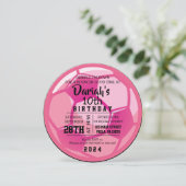 VOETBAL ROUND Pink Birthday Party Uitnodiging (Staand voorkant)