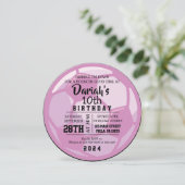 VOETBAL ROUND Pink Birthday Party Uitnodiging (Staand voorkant)