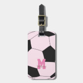 Voetbal roze bagagelabel (Voorkant verticaal)