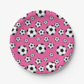 Voetbal Roze Birthday Papieren Bordje (Voorkant)
