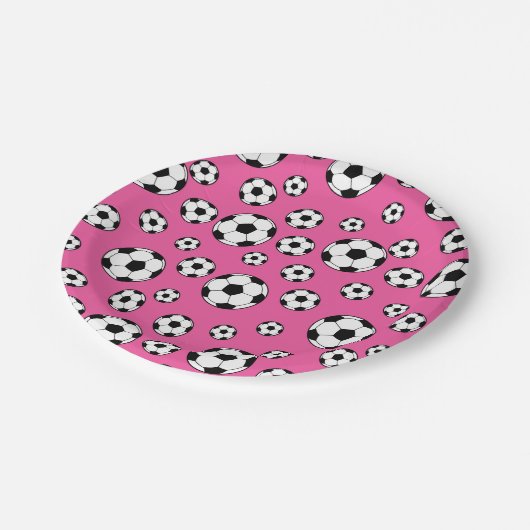 Voetbal Roze Birthday Papieren Bordje (Gekanteld)