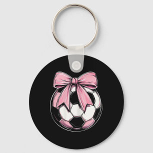 Voetbal Roze Coquette Strik Das Lint Meisjes Sleutelhanger