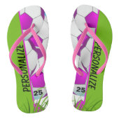 Voetbal Roze Custom Teenslippers (Voetbed)