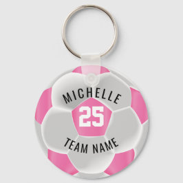 Voetbal - Roze en wit Sleutelhanger