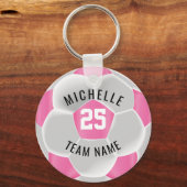 Voetbal - Roze en wit Sleutelhanger (Voorkant)