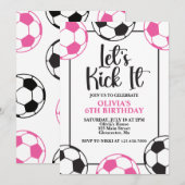 Voetbal Roze en Zwart Verjaardag Kaart (Voorkant / Achterkant)