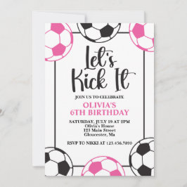 Voetbal Roze en Zwarte Verjaardag Kaart