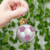 Voetbal Roze gisteffect Sleutelhanger (Hand)