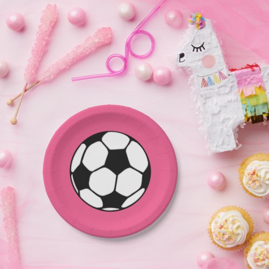 Voetbal Roze Meisje Verjaardagsfeest Papieren Bordje (Feest)