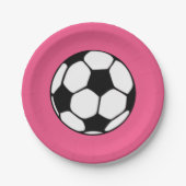 Voetbal Roze Meisje Verjaardagsfeest Papieren Bordje (Voorkant)