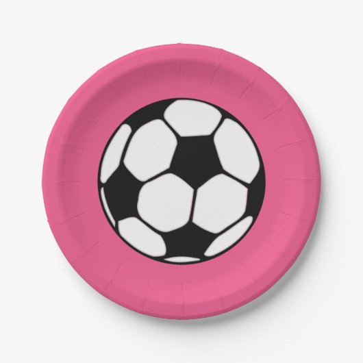 Voetbal Roze Meisje Verjaardagsfeest Papieren Bordje (Voorkant)