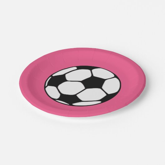 Voetbal Roze Meisje Verjaardagsfeest Papieren Bordje (Gekanteld)