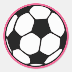 Voetbal Roze Meisje Verjaardagsfeest Ronde Sticker