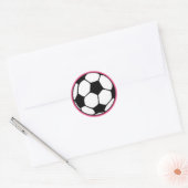 Voetbal Roze Meisje Verjaardagsfeest Ronde Sticker (Envelop)