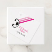 Voetbal roze strepen dank u verjaardag bedankjes labels (In situ)