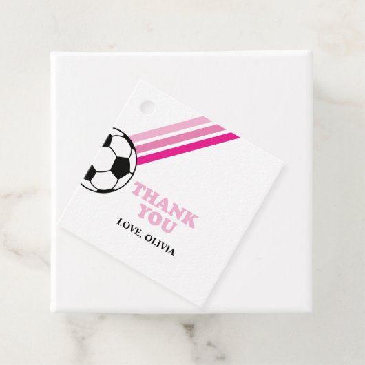 Voetbal roze strepen dank u verjaardag bedankjes labels (In situ)