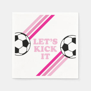 Voetbal Roze Strepen Laten we het doen Verjaardag Servet
