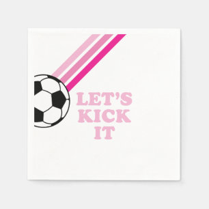 Voetbal Roze Strepen Laten we het vieren Verjaarda Servet