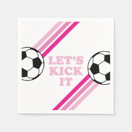 Voetbal Roze Strepen Laten we schoppen Verjaardag Servet
