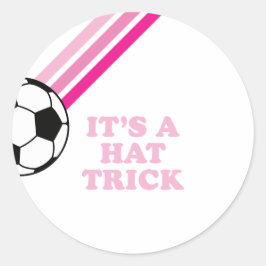 Voetbal Roze Strepen Pet Trick Verjaardag Ronde Sticker
