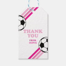 Voetbal roze verjaardag favor tags