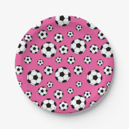Voetbal Roze Verjaardag Papieren Bordje