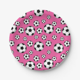 Voetbal Roze Verjaardag Papieren Bordje