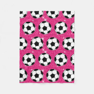 voetbal Roze voorste glitters Sport Player White Fleece Deken