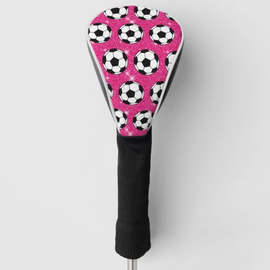 voetbal Roze voorste glitters Sport Player White Golfheadcover (Voorkant)