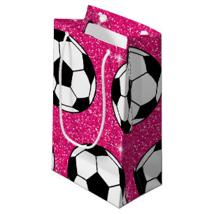 voetbal Roze voorste glitters Sport Player White Klein Cadeauzakje
