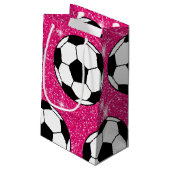 voetbal Roze voorste glitters Sport Player White Klein Cadeauzakje (Achterkant Gekanteld)