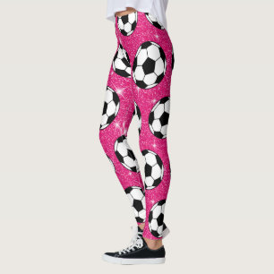 voetbal Roze voorste glitters Sport Player White Leggings