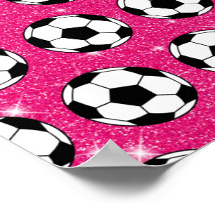 Voetbal Roze voorste glitters Sport Player White Poster