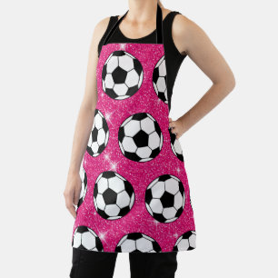 voetbal Roze voorste glitters Sport Player White Schort