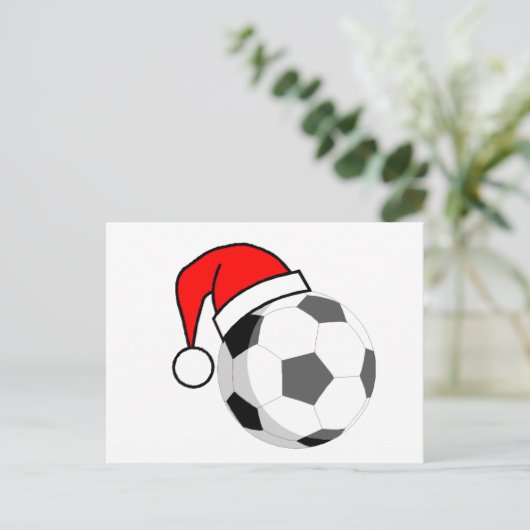 Voetbal (Santa Hat) Feestdagenkaart (Staand voorkant)
