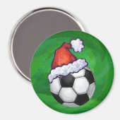 Voetbal Santa Hat op groen Magneet (Voorkant / Achterkant)