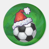 Voetbal Santa Hat op groen Magneet (Voorkant)