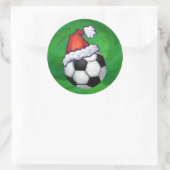 Voetbal Santa Hat op groen Ronde Sticker (Tas)
