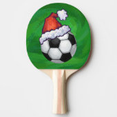 Voetbal Santa Hat op groen Tafeltennisbatje (Voorkant)