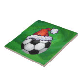 Voetbal Santa Hat op groen Tegeltje (Zijkant)