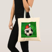 Voetbal Santa Hat op groen Tote Bag (Voorkant (product))