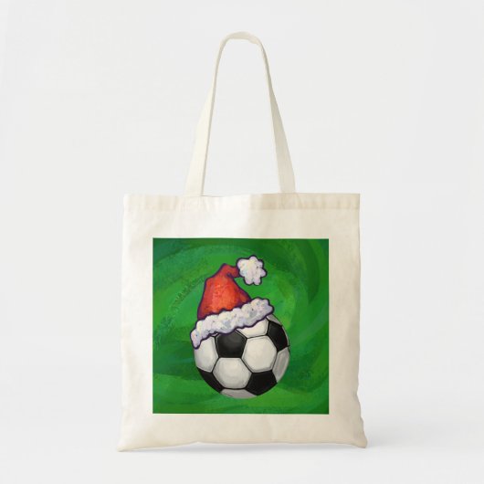 Voetbal Santa Hat op groen Tote Bag (Voorkant)
