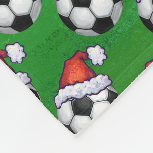 Voetbal Santa Hat Pattern op Green Fleece Deken (Hoek)
