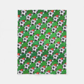 Voetbal Santa Hat Pattern op Green Fleece Deken (Voorkant)