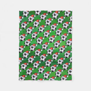 Voetbal Santa Hat Pattern op Green Fleece Deken