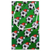 Voetbal Santa Hat Pattern op Green Klein Cadeauzakje (Achterkant)