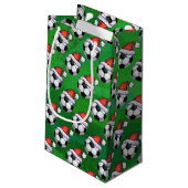 Voetbal Santa Hat Pattern op Green Klein Cadeauzakje (Achterkant Gekanteld)