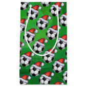 Voetbal Santa Hat Pattern op Green Klein Cadeauzakje (Voorkant)