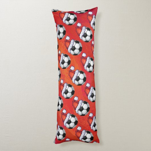 Voetbal Santa Hat Pattern op Green Lichaamskussen (Achterkant (Verticaal))
